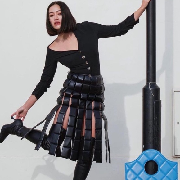 Unicorn piece- AWAKE MODE faux leather paneled midi skirt xs/ Fr 34 - Picture 2 of 5